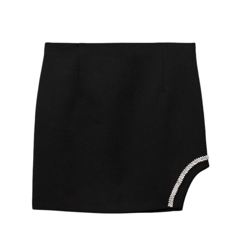 Zara Black Skirt with Embellished Hem